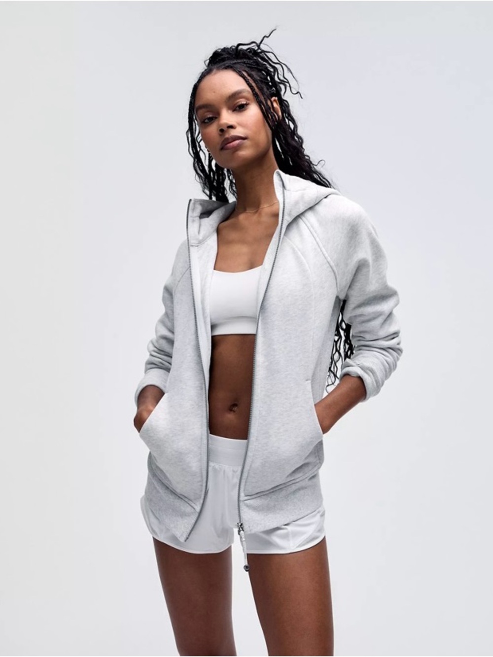 Lululemon Women’s Scuba Full-Zip Hoodie, Heathered Core Ultra Light Grey, 14